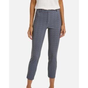 THEORY Classic Slim Cropped Trousers Women's Size 8 Grey Multi Precision Grid